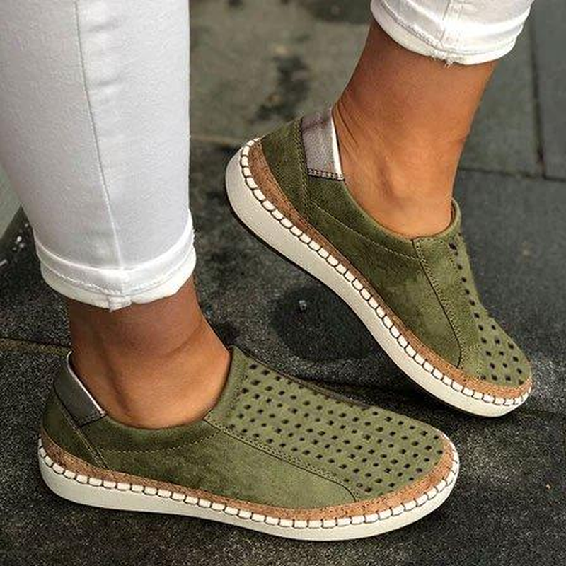 Women Flat Heel Casual Shoes PU Elastic Band Daily Sneakers