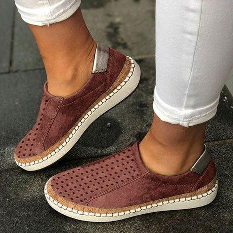 Women Flat Heel Casual Shoes PU Elastic Band Daily Sneakers