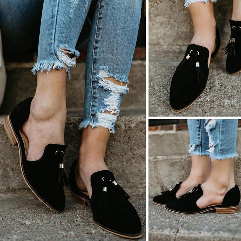 Women Flat Heel Artificial Suede Plus Size Loafers